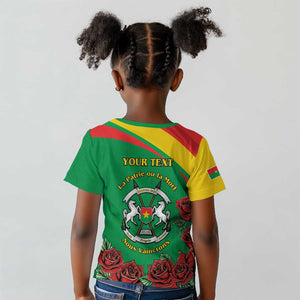 Personalized Burkina Faso Kid T shirt White Stallion With Red Rose - Republic Day