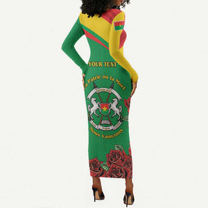 Personalized Burkina Faso Long Sleeve Bodycon Dress White Stallion With Red Rose - Republic Day