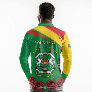 Personalized Burkina Faso Long Sleeve Polo Shirt White Stallion With Red Rose - Republic Day