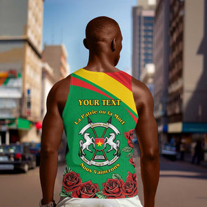 Personalized Burkina Faso Men Tank Top White Stallion With Red Rose - Republic Day