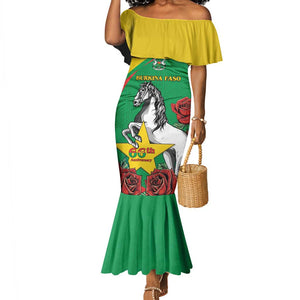 Personalized Burkina Faso Mermaid Dress White Stallion With Red Rose - Republic Day