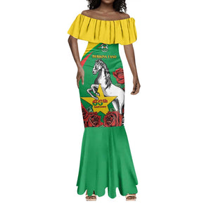 Personalized Burkina Faso Mermaid Dress White Stallion With Red Rose - Republic Day