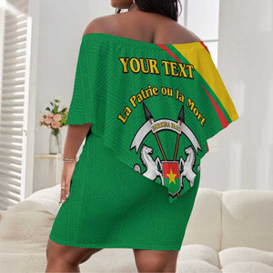 Personalized Burkina Faso Off Shoulder Short Dress White Stallion With Red Rose - Republic Day