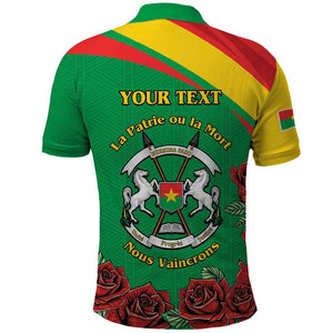 Personalized Burkina Faso Polo Shirt White Stallion With Red Rose - Republic Day