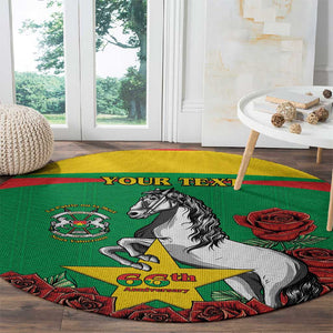 Personalized Burkina Faso Round Carpet White Stallion With Red Rose - Republic Day