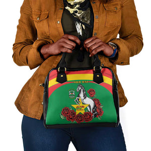 Personalized Burkina Faso Shoulder Handbag White Stallion With Red Rose - Republic Day