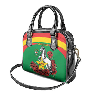 Personalized Burkina Faso Shoulder Handbag White Stallion With Red Rose - Republic Day