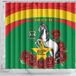 Personalized Burkina Faso Shower Curtain White Stallion With Red Rose - Republic Day