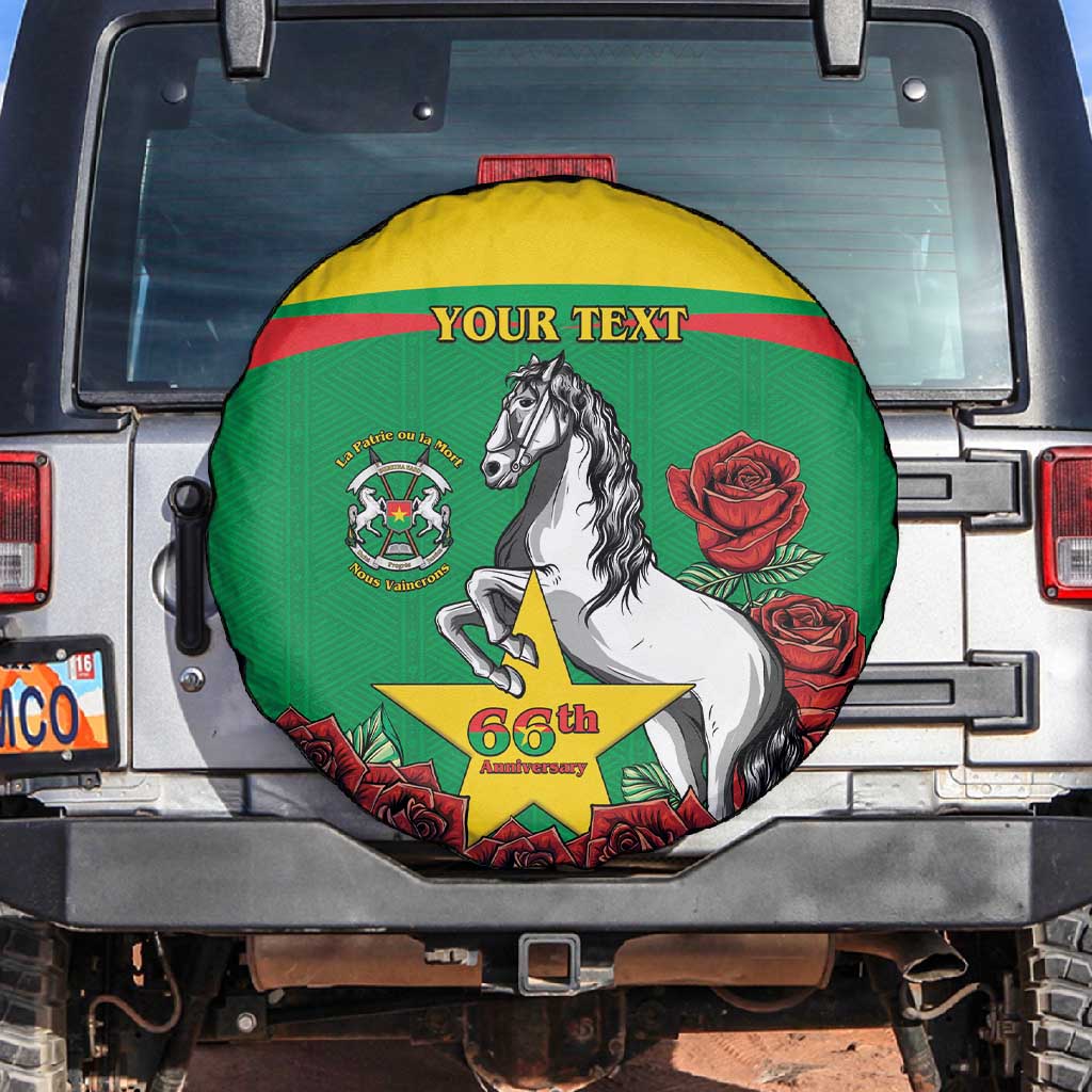 Personalized Burkina Faso Spare Tire Cover White Stallion With Red Rose - Republic Day