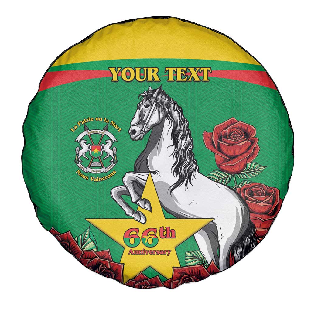 Personalized Burkina Faso Spare Tire Cover White Stallion With Red Rose - Republic Day