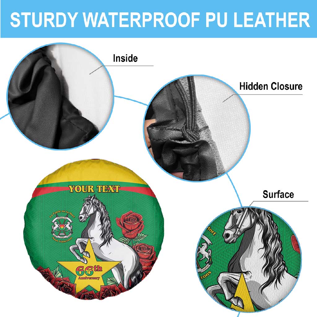 Personalized Burkina Faso Spare Tire Cover White Stallion With Red Rose - Republic Day