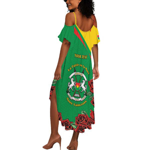 Personalized Burkina Faso Summer Maxi Dress White Stallion With Red Rose - Republic Day