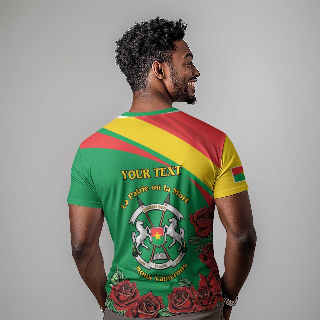 Personalized Burkina Faso T shirt White Stallion With Red Rose - Republic Day