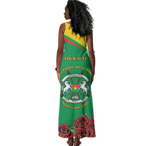 Personalized Burkina Faso Tank Maxi Dress White Stallion With Red Rose - Republic Day