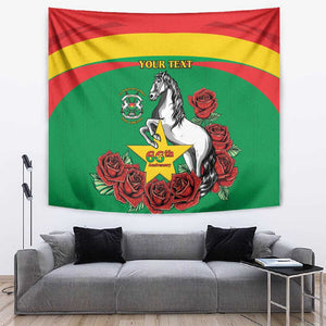 Personalized Burkina Faso Tapestry White Stallion With Red Rose - Republic Day