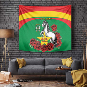 Personalized Burkina Faso Tapestry White Stallion With Red Rose - Republic Day