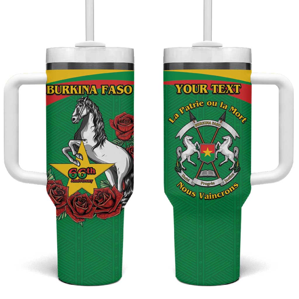 Personalized Burkina Faso Tumbler With Handle White Stallion With Red Rose - Republic Day