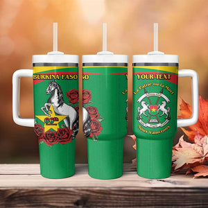 Personalized Burkina Faso Tumbler With Handle White Stallion With Red Rose - Republic Day