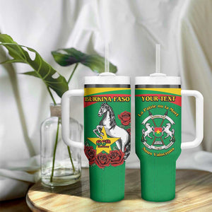 Personalized Burkina Faso Tumbler With Handle White Stallion With Red Rose - Republic Day