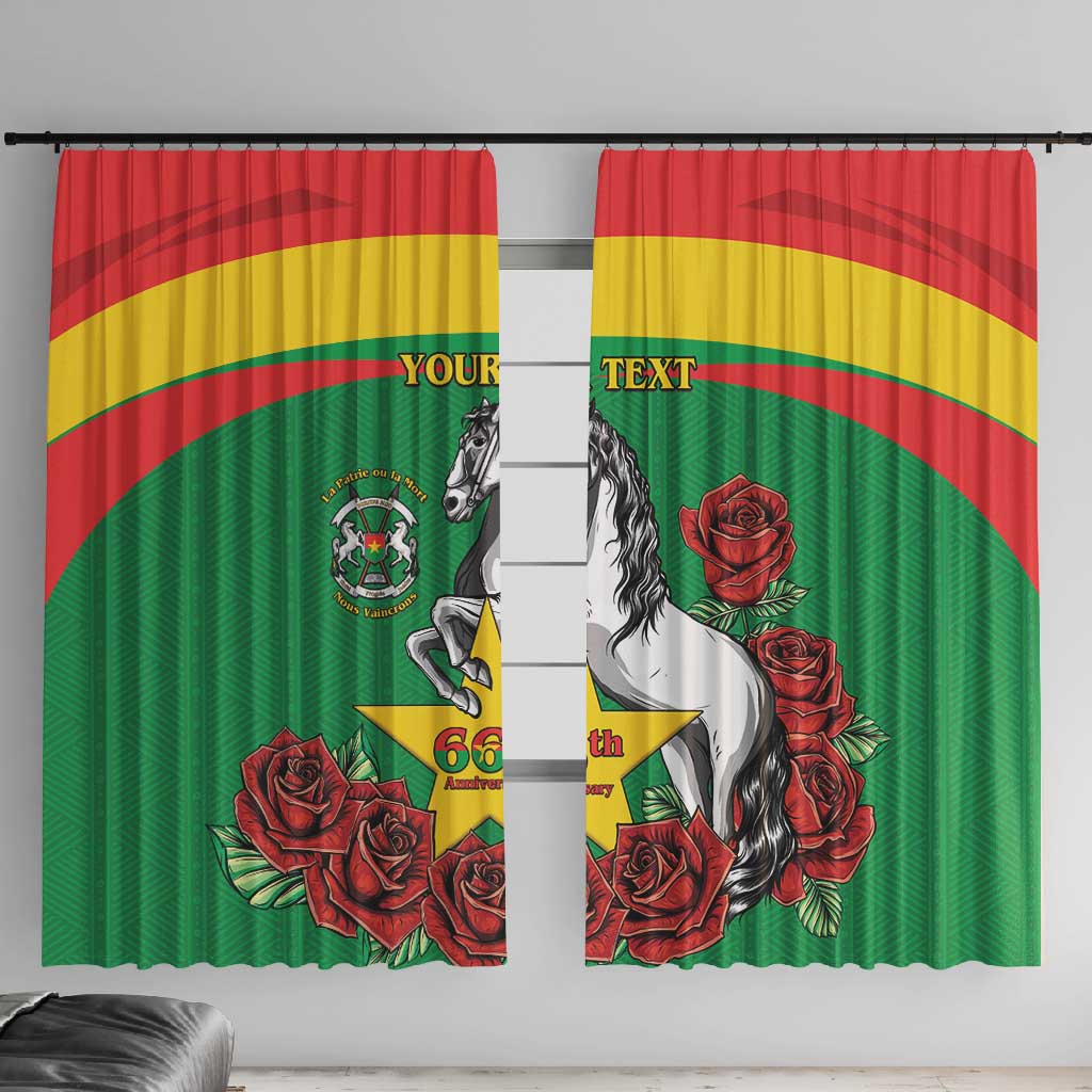 Personalized Burkina Faso Window Curtain White Stallion With Red Rose - Republic Day