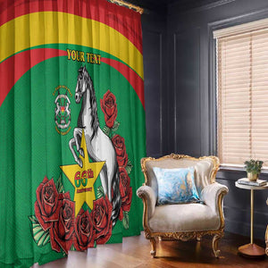 Personalized Burkina Faso Window Curtain White Stallion With Red Rose - Republic Day