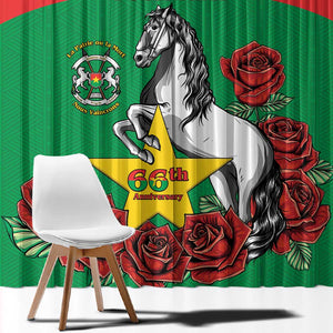 Personalized Burkina Faso Window Curtain White Stallion With Red Rose - Republic Day