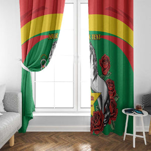 Personalized Burkina Faso Window Curtain White Stallion With Red Rose - Republic Day