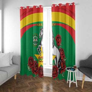 Personalized Burkina Faso Window Curtain White Stallion With Red Rose - Republic Day