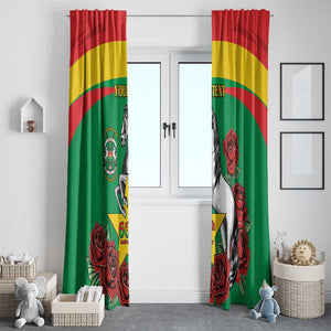 Personalized Burkina Faso Window Curtain White Stallion With Red Rose - Republic Day