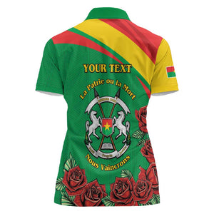 Personalized Burkina Faso Women Polo Shirt White Stallion With Red Rose - Republic Day