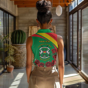 Personalized Burkina Faso Women Sleeveless Polo Shirt White Stallion With Red Rose - Republic Day