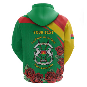 Personalized Burkina Faso Zip Hoodie White Stallion With Red Rose - Republic Day