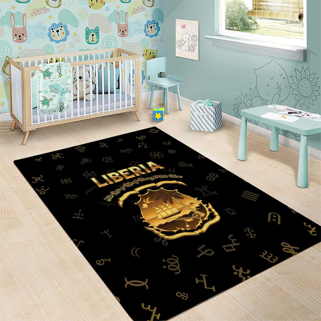 Liberia National Emblem Golden Area Rug Vai Syllabary Heritage - African Pride