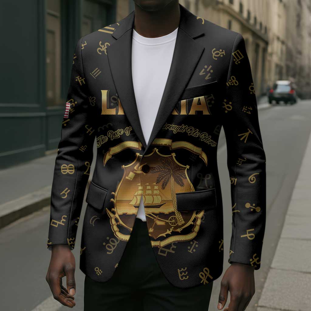 Personalized Liberia Vai Syllabary Heritage Blazer National Emblem Golden Style