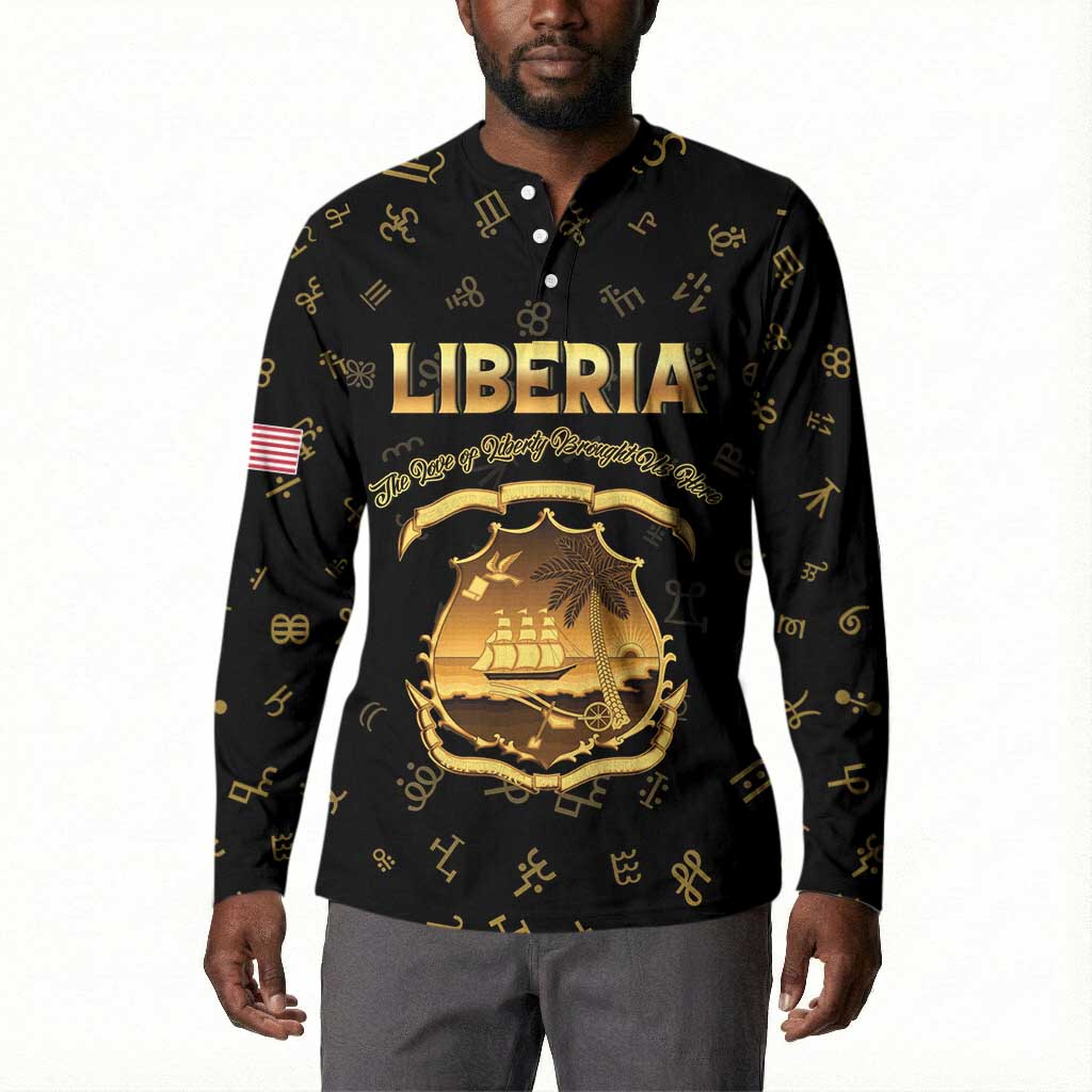 Personalized Liberia Vai Syllabary Heritage Button Sweatshirt National Emblem Golden Style