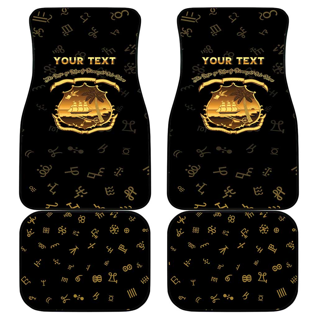 Personalized Liberia National Emblem Golden Car Mats Vai Syllabary Heritage - African Pride