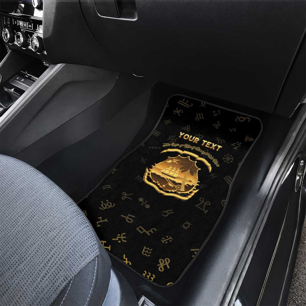 Personalized Liberia National Emblem Golden Car Mats Vai Syllabary Heritage - African Pride