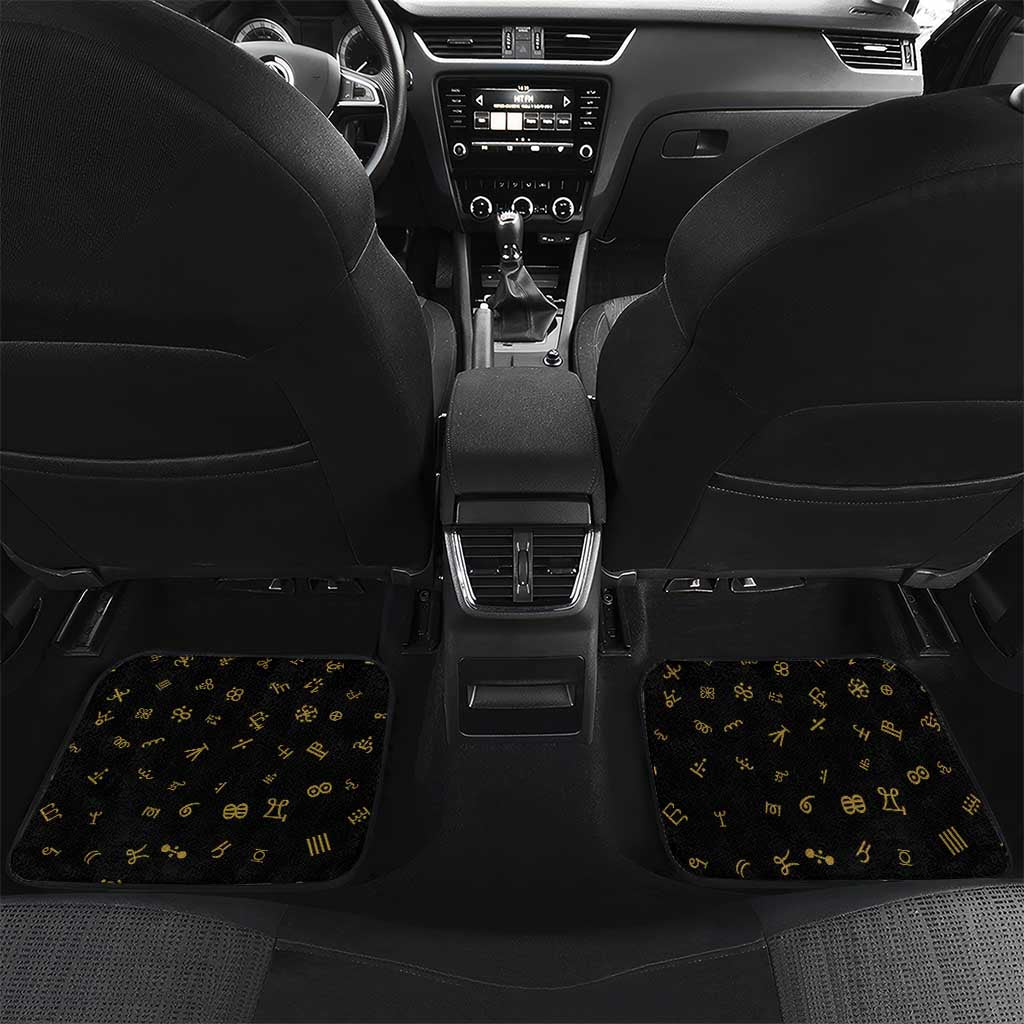 Personalized Liberia National Emblem Golden Car Mats Vai Syllabary Heritage - African Pride