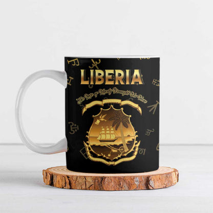 Personalized Liberia Vai Syllabary Heritage Ceramic Mug National Emblem Golden Style