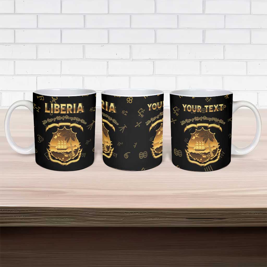 Personalized Liberia Vai Syllabary Heritage Ceramic Mug National Emblem Golden Style