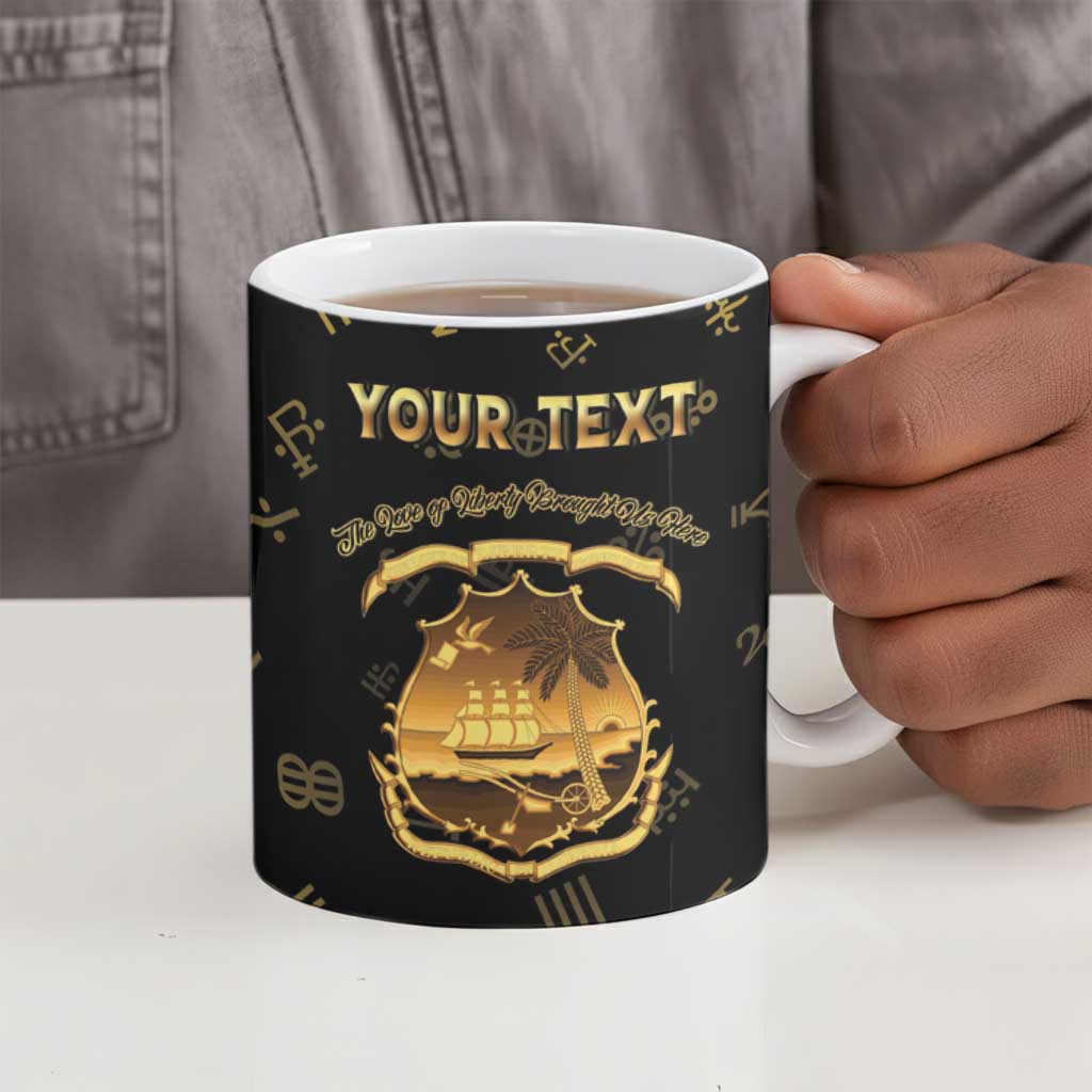 Personalized Liberia Vai Syllabary Heritage Ceramic Mug National Emblem Golden Style