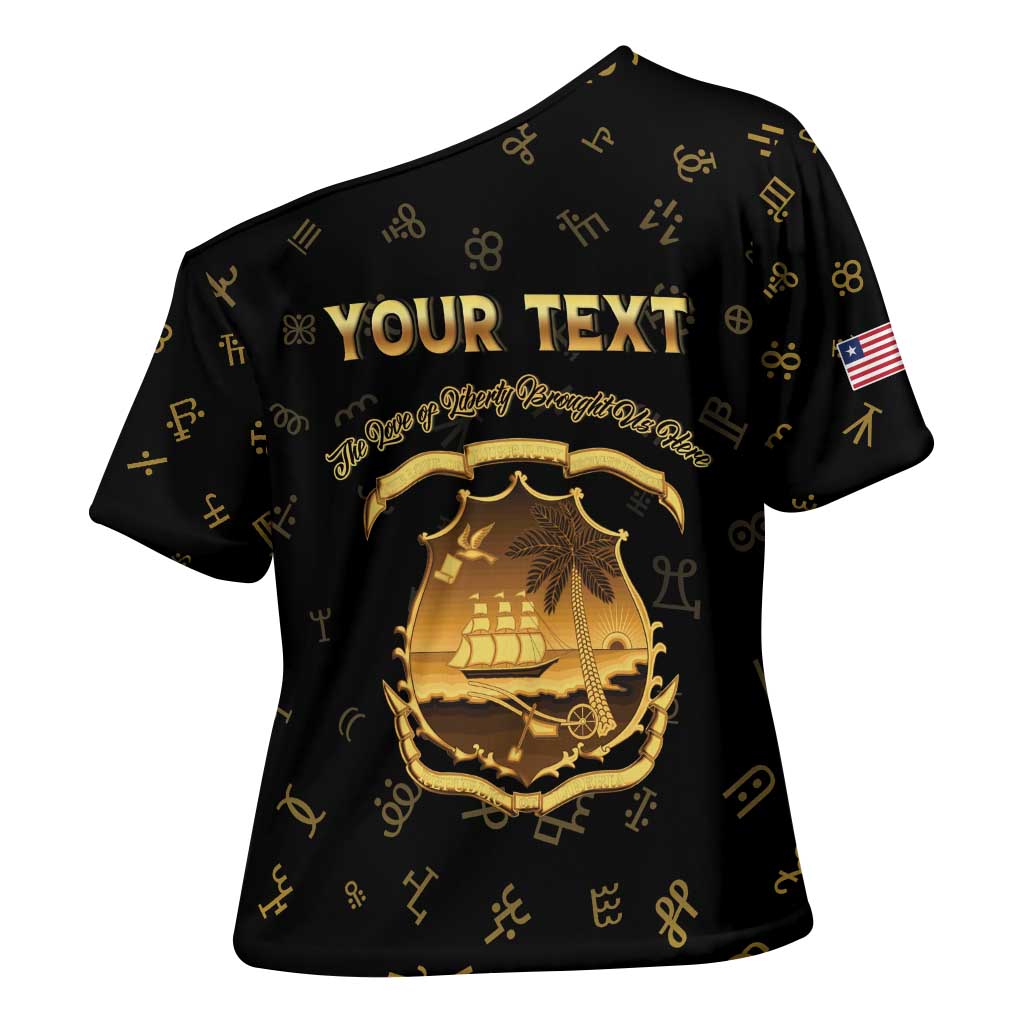 Personalized Liberia Vai Syllabary Heritage Cross Shoulder Shirt National Emblem Golden Style