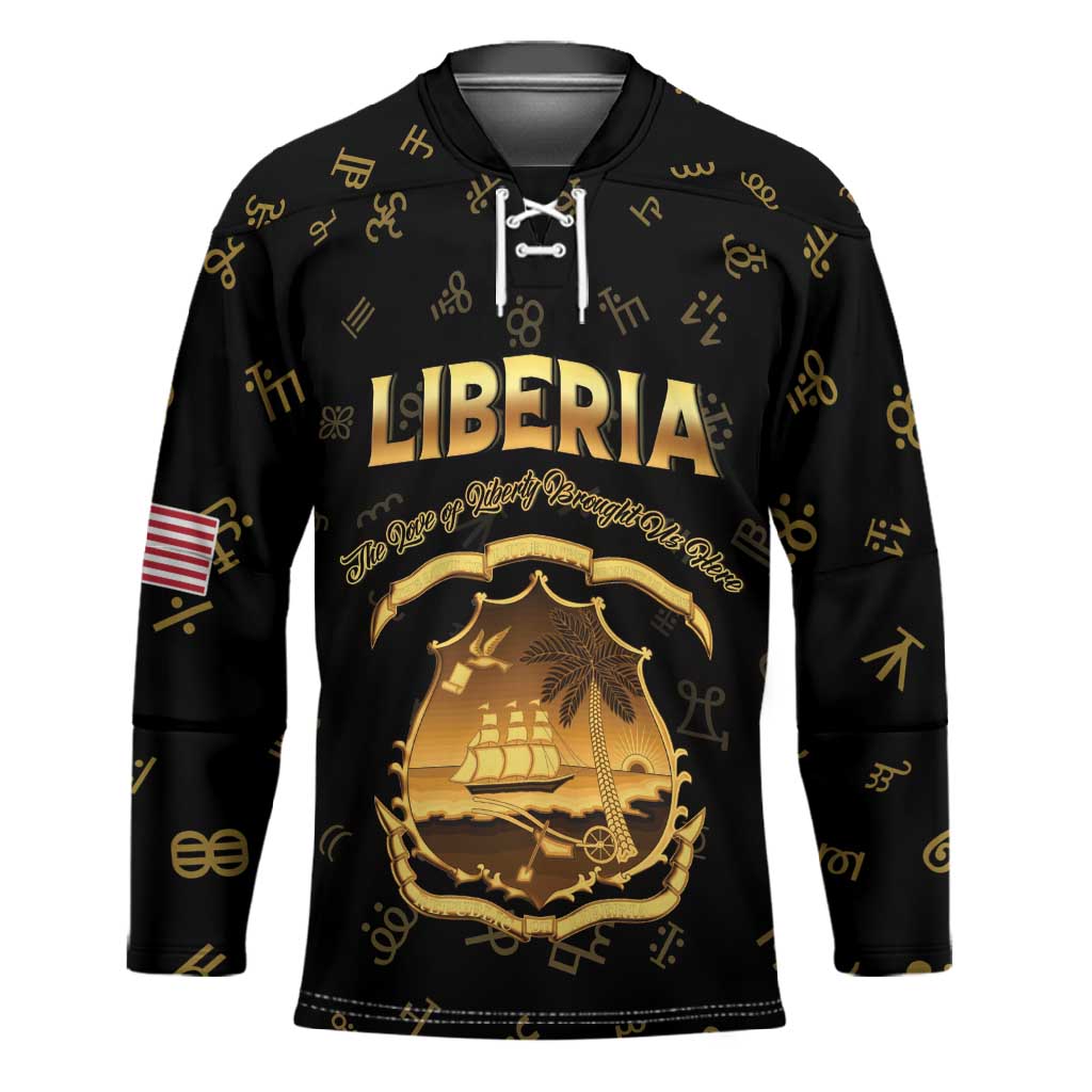 Personalized Liberia Vai Syllabary Heritage Hockey Jersey National Emblem Golden Style