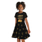 Personalized Liberia National Emblem Golden Kid Short Sleeve Dress Vai Syllabary Heritage - African Pride