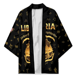 Personalized Liberia Vai Syllabary Heritage Kimono National Emblem Golden Style