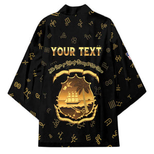 Personalized Liberia Vai Syllabary Heritage Kimono National Emblem Golden Style