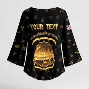 Personalized Liberia Vai Syllabary Heritage Kimono Sleeve Blouse National Emblem Golden Style