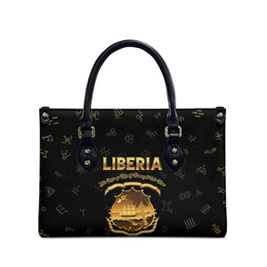 Liberia Vai Syllabary Heritage Leather Bag National Emblem Golden Style