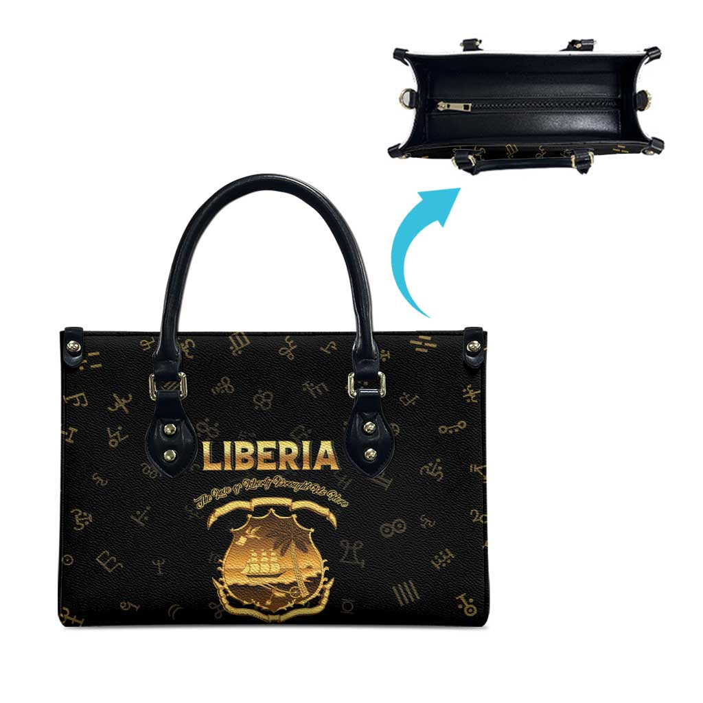 Liberia Vai Syllabary Heritage Leather Bag National Emblem Golden Style
