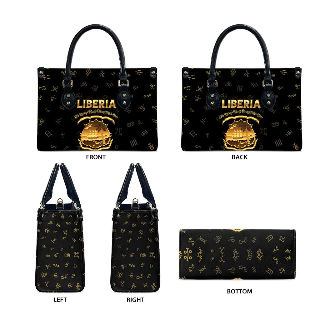 Liberia Vai Syllabary Heritage Leather Bag National Emblem Golden Style
